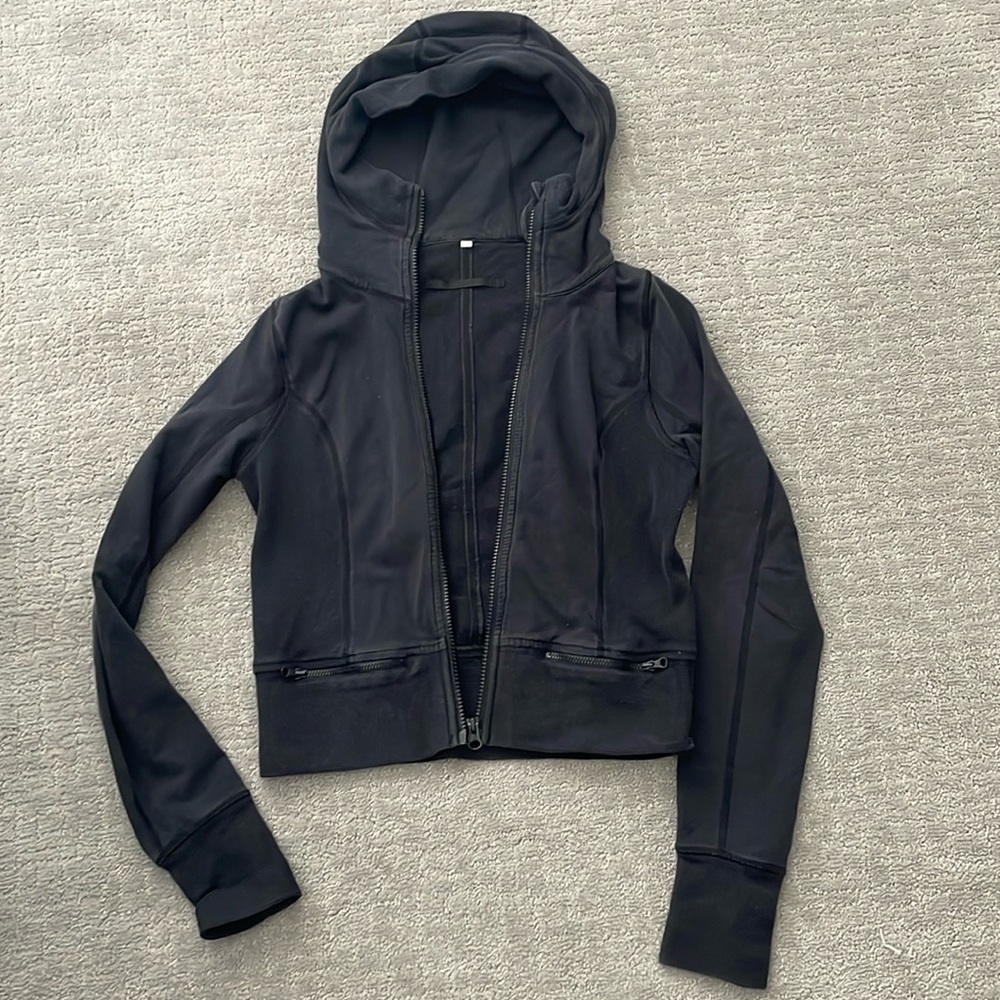 Gently used black cotton Lululemon hoodie, size 6